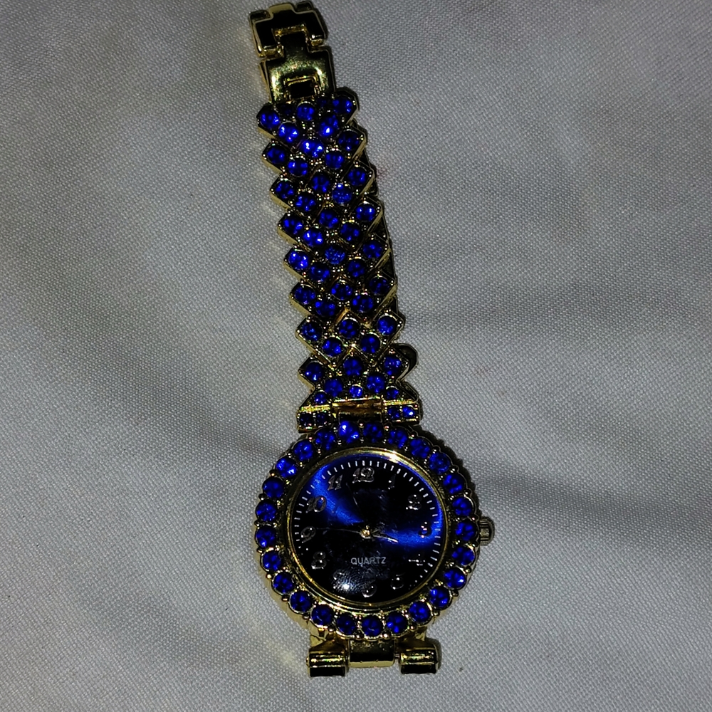 Gold and Blue Quartz Watch